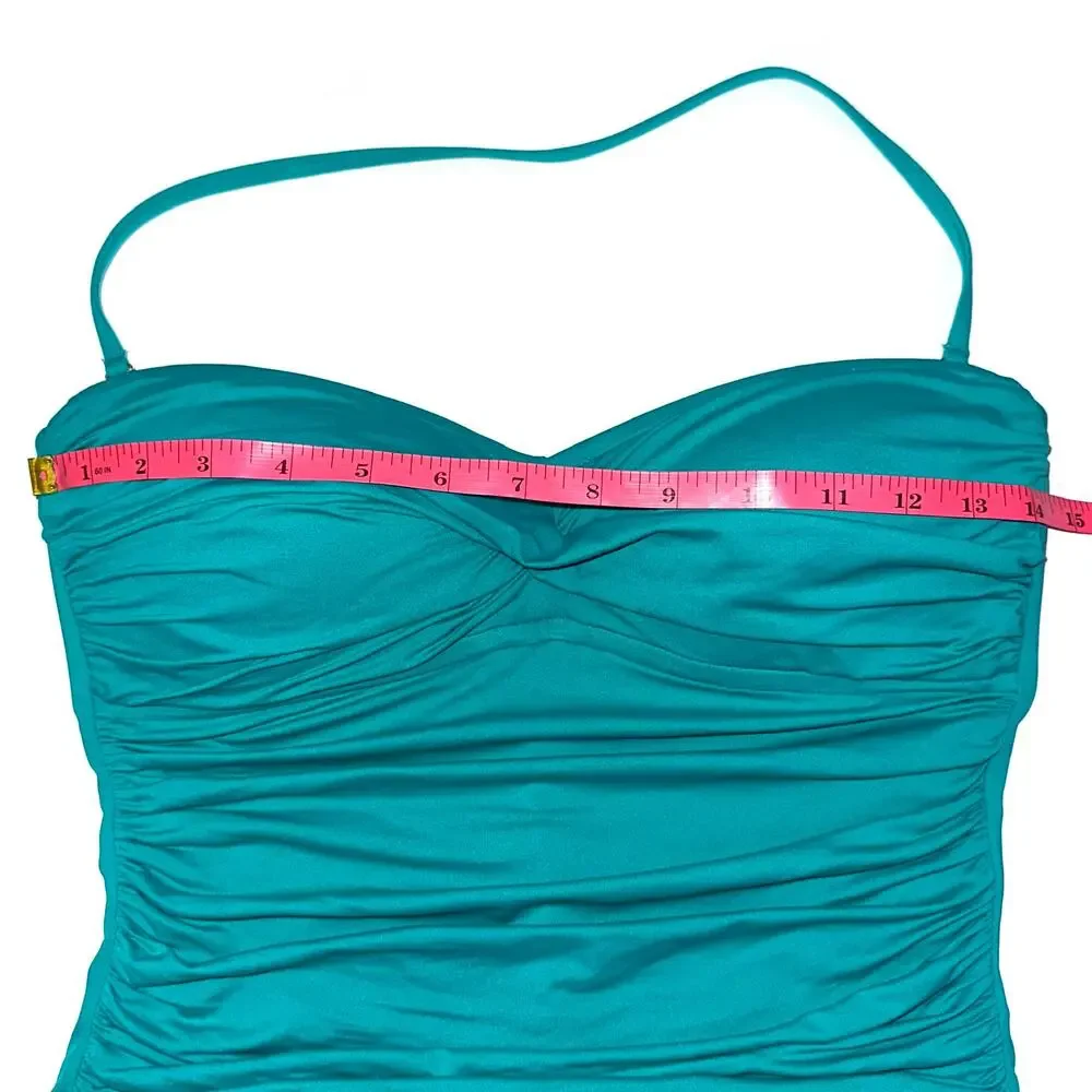 La Blanca Island Goddess Teal Bandeau Strapless Convertible One Piece Swimsuit 6